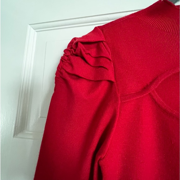 Red cut-out sweater -knit top sweater Small - Picture 3 of 6